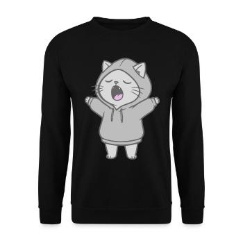 Chat en sweat à capuche - Sweat-shirt Unisexe - noir - Devant - Alina (178cm) & Michal (187cm)