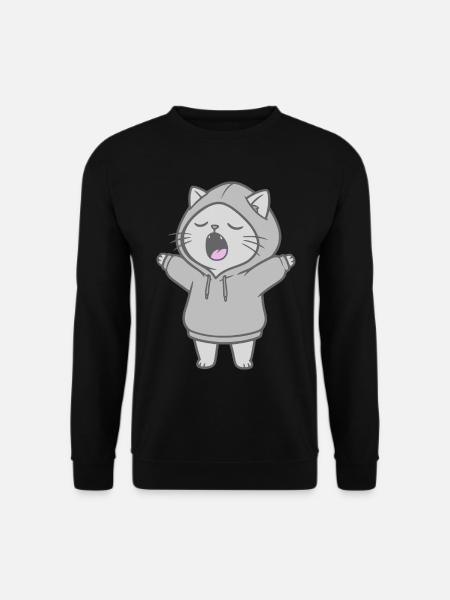 Katze im Hoodie - Unisex Pullover - Schwarz