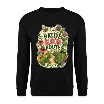 NATIVE BLOOM ROUTE - Unisex Sweatshirt - black - Front - Alina (178cm) & Michal (187cm)