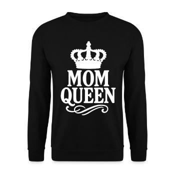 Mom Queen – Vintage Krone Statement Design - Unisex Pullover - Schwarz - Vorne - Alina (178cm) & Michal (187cm)