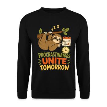 Les procrastinateurs s’unissent demain - Sweat-shirt Unisexe - noir - Devant - Alina (178cm) & Michal (187cm)
