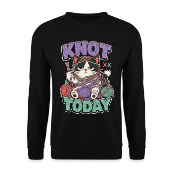 Knot Today Cat with Wool - Unisex Sweatshirt - black - Front - Alina (178cm) & Michal (187cm)