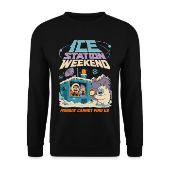 Eisstation Wochenende Winter Humor - Unisex Pullover - Schwarz - Vorne - Alina (178cm) & Michal (187cm)