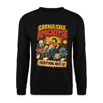 Garage Sale Apocalypse – Flohmarkt-Chaos - Unisex Pullover - Schwarz - Vorne - Alina (178cm) & Michal (187cm)