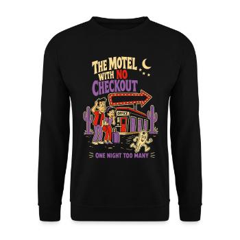 The Motel With No Checkout – Reisehorror - Unisex Pullover - Schwarz - Vorne - Alina (178cm) & Michal (187cm)