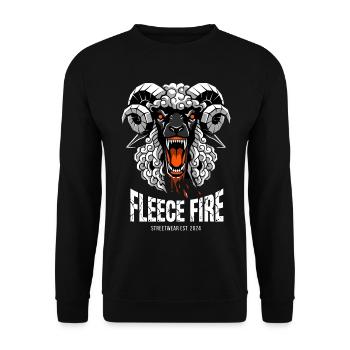 Fleece Fire Ram Streetwear Logo - Unisex Pullover - Schwarz - Vorne - Alina (178cm) & Michal (187cm)