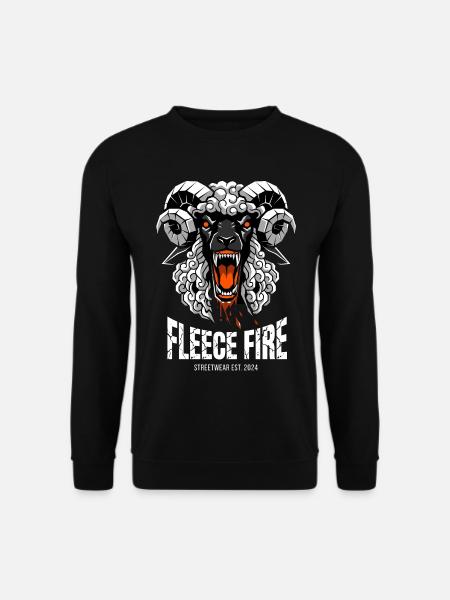 Fleece Fire Ram Streetwear Logo - Unisex Pullover - Schwarz
