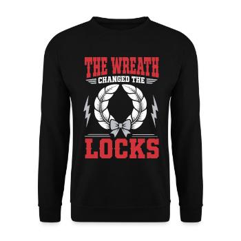 Kranzhumor – The Wreath Changed the Locks - Unisex Pullover - Schwarz - Vorne - Alina (178cm) & Michal (187cm)