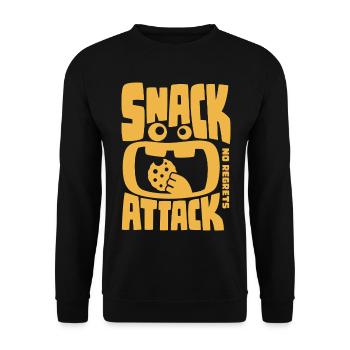 Snack Attack No Regrets – Keks und Naschhumor - Unisex Pullover - Schwarz - Vorne - Alina (178cm) & Michal (187cm)