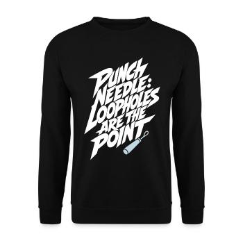 Punch Needle – Loopholes Are the Point - Unisex Pullover - Schwarz - Vorne - Alina (178cm) & Michal (187cm)