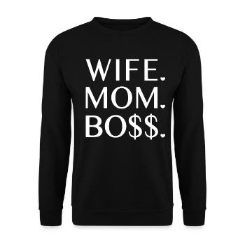 Femme Maman Boss - Sweat-shirt Unisexe - noir - Devant - Alina (178cm) & Michal (187cm)