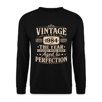 Vintage 1984 Vintage cadeau d’anniversaire - Sweat-shirt Unisexe - noir - Devant - Alina (178cm) & Michal (187cm)