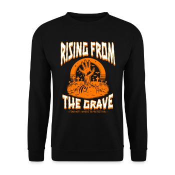Rising from the Grave - Scary Halloween Design - Unisex Pullover - Schwarz - Vorne - Alina (178cm) & Michal (187cm)