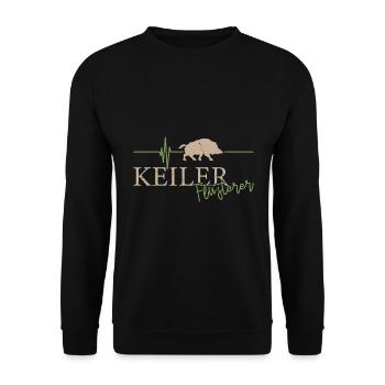 Kardiogramm Keiler Flüsterer Wildschwein Jäger - Unisex Pullover - Schwarz - Vorne - Alina (178cm) & Michal (187cm)
