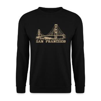 San Francisco Golden Gate Bridge Brücke USA - Unisex Pullover - Schwarz - Vorne - Alina (178cm) & Michal (187cm)