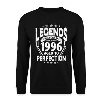 Né en 1996 Année de naissance Cadeau d’anniversaire - Sweat-shirt Unisexe - noir - Devant - Alina (178cm) & Michal (187cm)