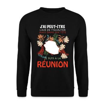Humour Message Réunion - Sweat-shirt Unisexe - noir - Devant - Alina (178cm) & Michal (187cm)