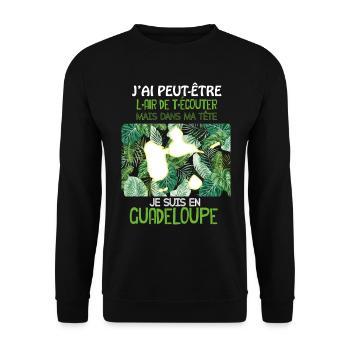 Le Message De La Guadeloupe Dans Ma Tête - Sweat-shirt Unisexe - noir - Devant - Alina (178cm) & Michal (187cm)