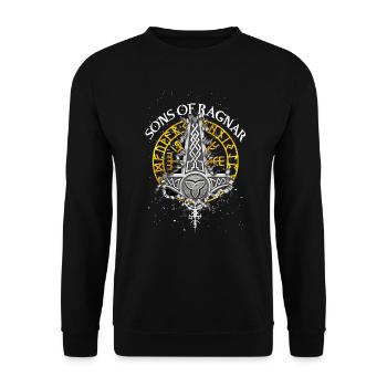 Runes Norse mystical Viking Valhalla symbol - Unisex Sweatshirt - black - Front - Alina (178cm) & Michal (187cm)