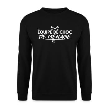 Équipe de choc de ménage. Balai - Sweat-shirt Unisexe - noir - Devant - Alina (178cm) & Michal (187cm)