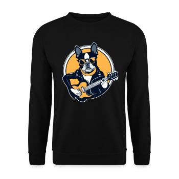 Boston Terrier Playing Electric Guitar - Unisex Sweatshirt - black - Front - Alina (178cm) & Michal (187cm)