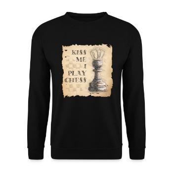 Kiss me, I'm playing chess. Pawn King / Queen. - Unisex Sweatshirt - black - Front - Alina (178cm) & Michal (187cm)