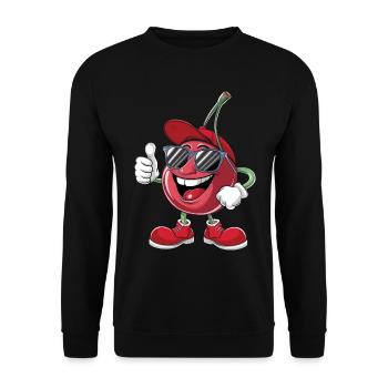 Kirsche - Unisex Pullover - Schwarz - Vorne - Alina (178cm) & Michal (187cm)