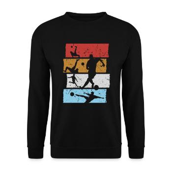 Fußball T-Shirt Retro Vintage Fußballspieler - Unisex Pullover - Schwarz - Vorne - Alina (178cm) & Michal (187cm)