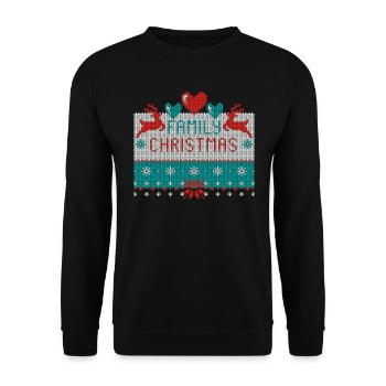 Family Christmas Ugly Christmas Xmas - Unisex Sweatshirt - black - Front - Alina (178cm) & Michal (187cm)