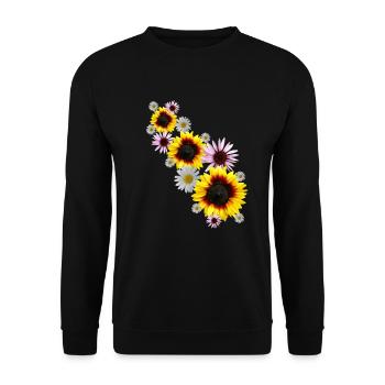 Vrille de fleurs avec tournesols, marguerites, fleurs - Sweat-shirt Unisexe - noir - Devant - Alina (178cm) & Michal (187cm)