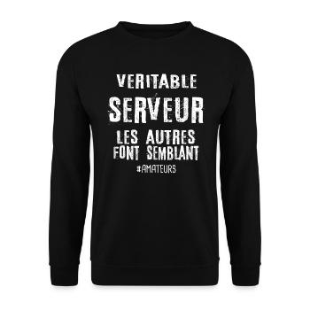 Véritable serveur , les autres font semblant - Sweat-shirt Unisexe - noir - Devant - Alina (178cm) & Michal (187cm)