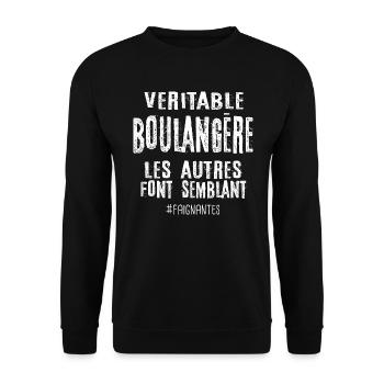 Véritable boulangère , les autres font semblant - Sweat-shirt Unisexe - noir - Devant - Alina (178cm) & Michal (187cm)