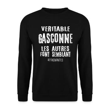 Véritable gasconne , les autres font semblant - Sweat-shirt Unisexe - noir - Devant - Alina (178cm) & Michal (187cm)