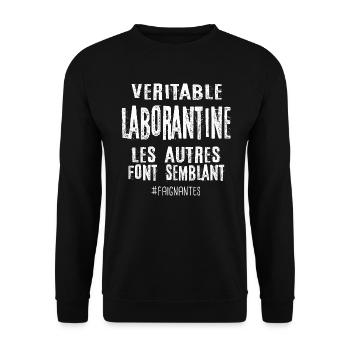 Véritable laborantine , les autres font semblant - Sweat-shirt Unisexe - noir - Devant - Alina (178cm) & Michal (187cm)
