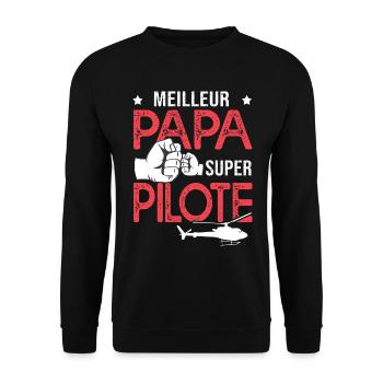 Cadeau papa meilleur papa pilote de hélicoptère - Sweat-shirt Unisexe - noir - Devant - Alina (178cm) & Michal (187cm)
