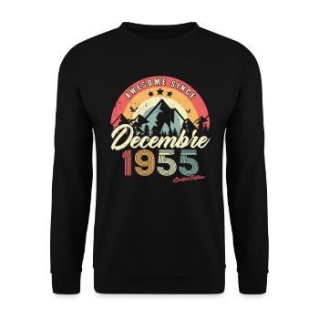 Cadeau D'anniversaire En Décembre 1955 Vintage - Sweat-shirt Unisexe - noir - Devant - Alina (178cm) & Michal (187cm)