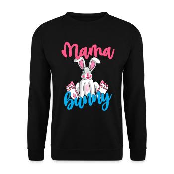 Mama banny, Ostern Hase für Frauen mit Spruch - Unisex Pullover - Schwarz - Vorne - Alina (178cm) & Michal (187cm)