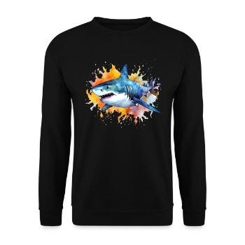 Aquarelle Hai - Sweat-shirt Unisexe - noir - Devant - Alina (178cm) & Michal (187cm)
