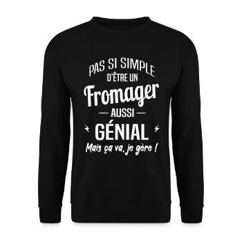 Fromager - Sweat-shirt Unisexe - noir - Devant - Alina (178cm) & Michal (187cm)