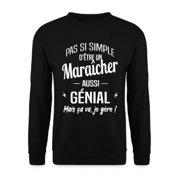 Maraîcher - Sweat-shirt Unisexe - noir - Devant - Alina (178cm) & Michal (187cm)