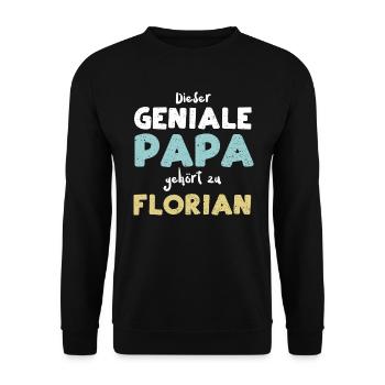 Dieser Geniale Papa Gehört Zu Fl... - Unisex Pullover - Schwarz - Vorne - Alina (178cm) & Michal (187cm)