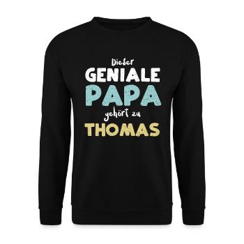 Dieser Geniale Papa Gehört Zu Th... - Unisex Pullover - Schwarz - Vorne - Alina (178cm) & Michal (187cm)
