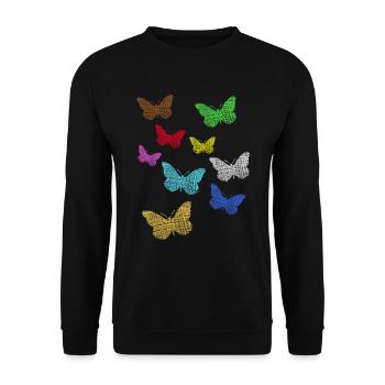 Butterflies Schmetterlinge - Unisex Pullover - Schwarz - Vorne - Alina (178cm) & Michal (187cm)