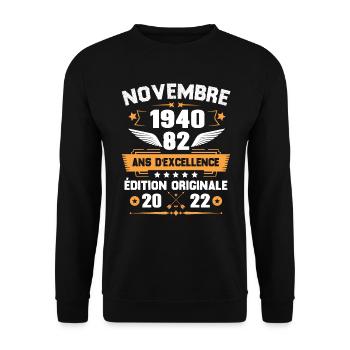 Novembre 1940 Idée Cadeau D'anniversaire 82 Ans - Sweat-shirt Unisexe - noir - Devant - Alina (178cm) & Michal (187cm)