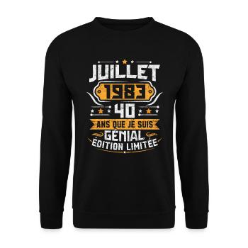 Rétro Cadeau D'anniversaire 40 Ans Juillet 1983 - Sweat-shirt Unisexe - noir - Devant - Alina (178cm) & Michal (187cm)