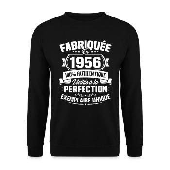Fabriquée en 1956 - Cadeau d'anniversaire 67 ans - Sweat-shirt Unisexe - noir - Devant - Alina (178cm) & Michal (187cm)