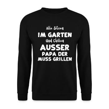 Alle Sitzen Im Garten Und Chille... - Unisex Pullover - Schwarz - Vorne - Alina (178cm) & Michal (187cm)