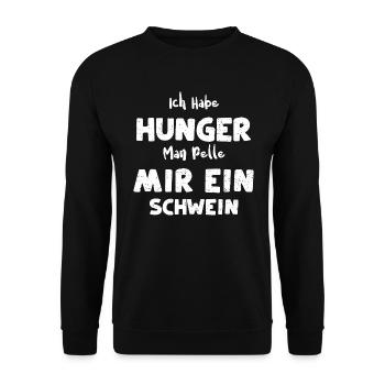 Ich Habe Hunger Man Pelle Mir Ei... - Unisex Pullover - Schwarz - Vorne - Alina (178cm) & Michal (187cm)