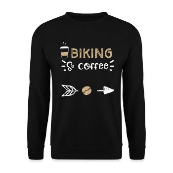 Biking & Coffee - Coffee - Unisex Pullover - Schwarz - Vorne - Alina (178cm) & Michal (187cm)