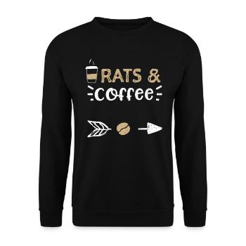 Rats & Coffee - Coffee - Unisex Pullover - Schwarz - Vorne - Alina (178cm) & Michal (187cm)